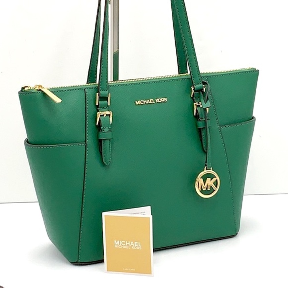 MICHAEL KORS CHARLOTTE LARGE TOP ZIP TOTE PALMETTO GREEN COLOR - Picture 2 of 16